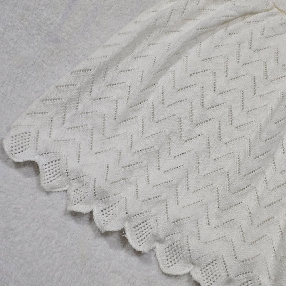 KNITS FOR LOVE & LEMONS ✦ White Chevron Knit Halter Top ✦ Scalloped Hem XS - Picture 11 of 13